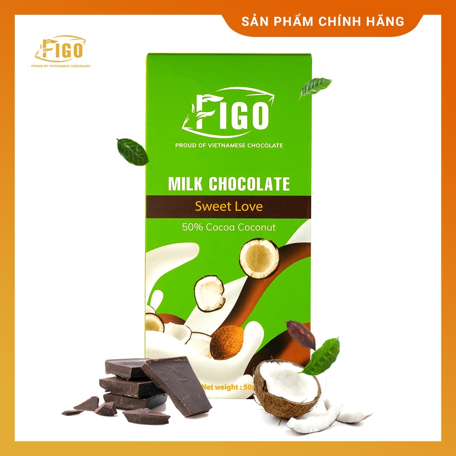 Kẹo chocolate nhân dừa Figo Việt Nam, đồ ăn vặt văn phòng nội địa việt nam