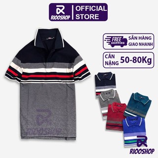 Áo polo nam sọc ngang form rộng chất cotton dày mịn NEW cực đẹp RCP011 - áo thun nam trung niên Riooshop