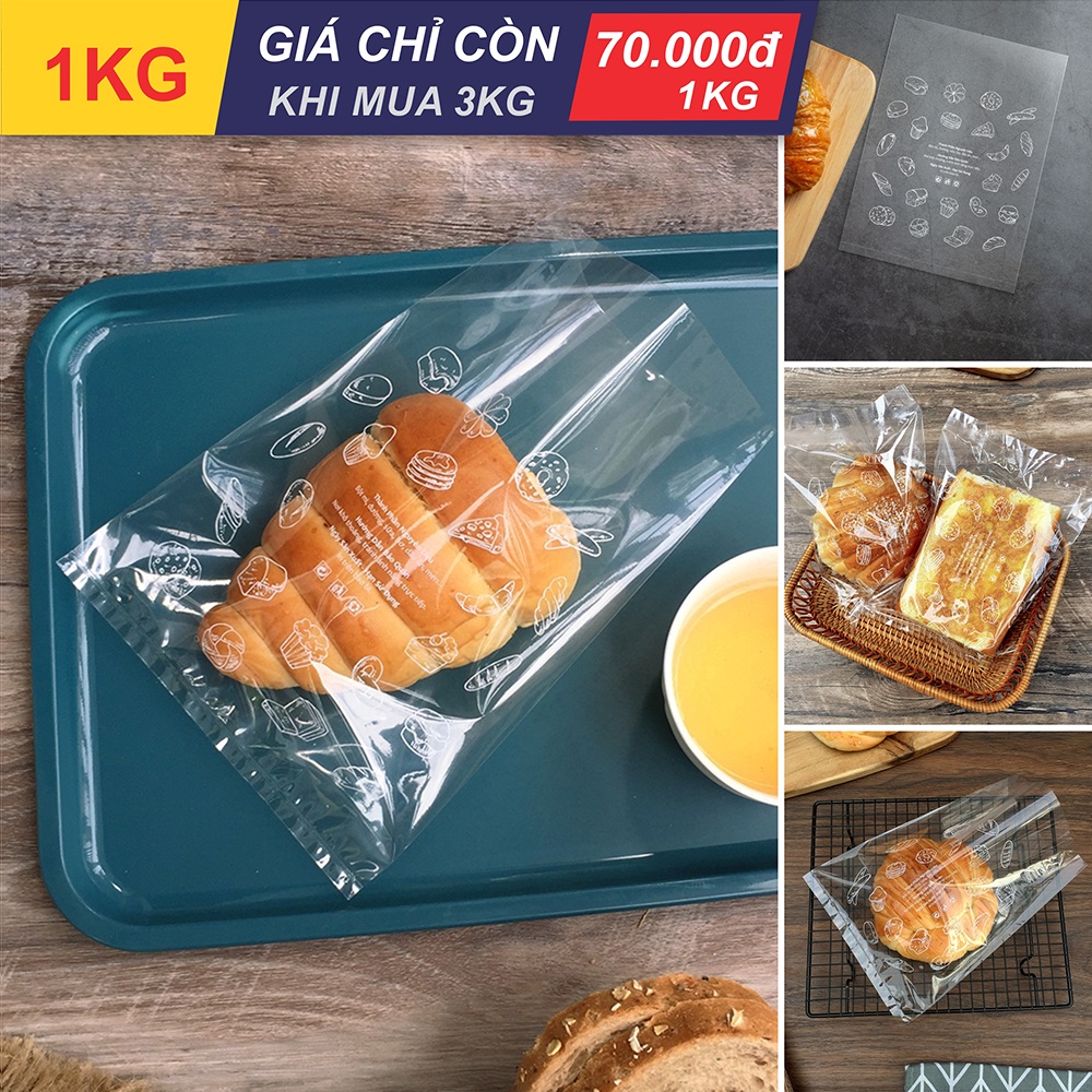 Túi Bánh Mì Ngọt in Trắng - 1kg Khoảng 330 túi [Gold Pack Viet Nam]