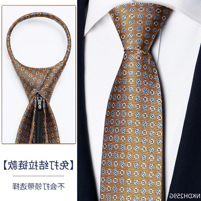 Cà Vạt Nam Bản Rộng 8CM Có Khóa Kéo Màu Nâu Sâm Panh Phong Cách Retro