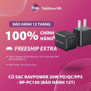 Củ sạc ravpower 20w pd_qc_pps - rp-pc150