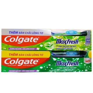 Kem đánh răng Colgate Max Fresh tinh thể the mát và hương trà xanh 230g tặng bàn chải