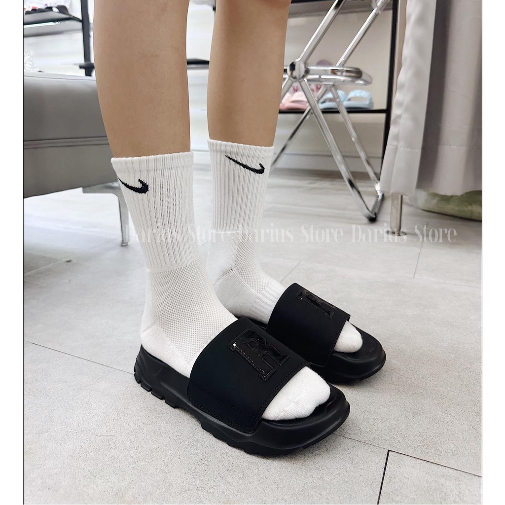 Dép Chữ R nam nữ quai ngang Logo thêu Unisex đế đúc bánh mì cao nhiều màu full tem mác