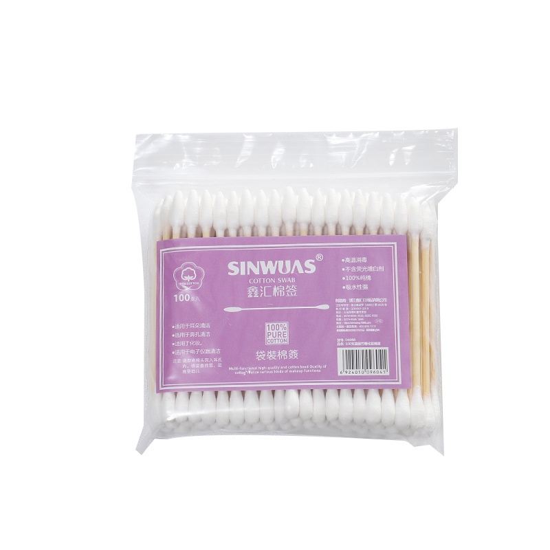 Set 100 Tăm Bông Vệ Sinh Tai Hai Đầu Màu Sắc Tiện Lợi