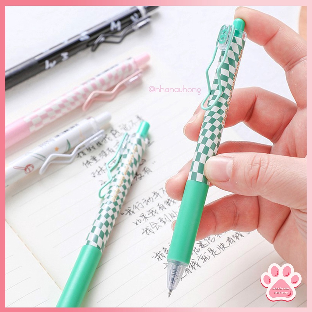 Bút gel bấm Mura Caro, màu mực đen, ngòi kim mảnh cao cấp 0.5mm, khô nhanh - Study Hard