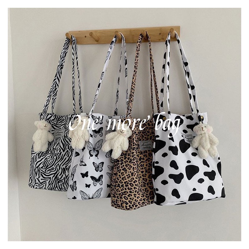 Túi vải Cỡ Lớn In Họa Tiết Da Báo Phong Cách Hong Kong Cổ Điển Thời Trang Cho Nữ