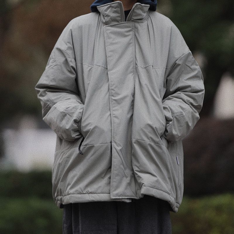 Áo Khoác Phao Cotton Dày Dặn Dáng Rộng Cổ Đứng Phối Túi Kiểu Retro Nhật Bản Thời Trang Mùa Đông Cho Nam