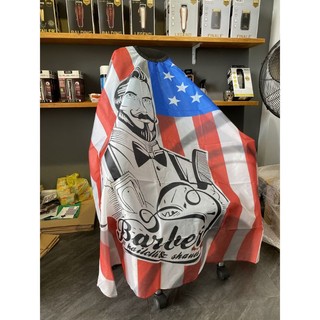 Khăn Choàng Cắt Tóc Nam Barber Mẫu Cờ Mỹ, Áo Choàng Cắt Tóc Nam Khổ 150 x 130cm.(Ảnh thật)