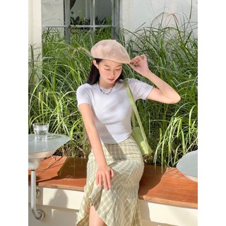 Áo croptop cổ tròn tay lửng | Miha Top | Secodee