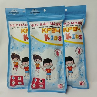 Bịch 10 cái khẩu trang y tế KF94 họa tiết xinh xắn ngẫu nhiên dành cho bé - khẩu trang y tế kháng khuẩn 4D Huy Bảo Mask