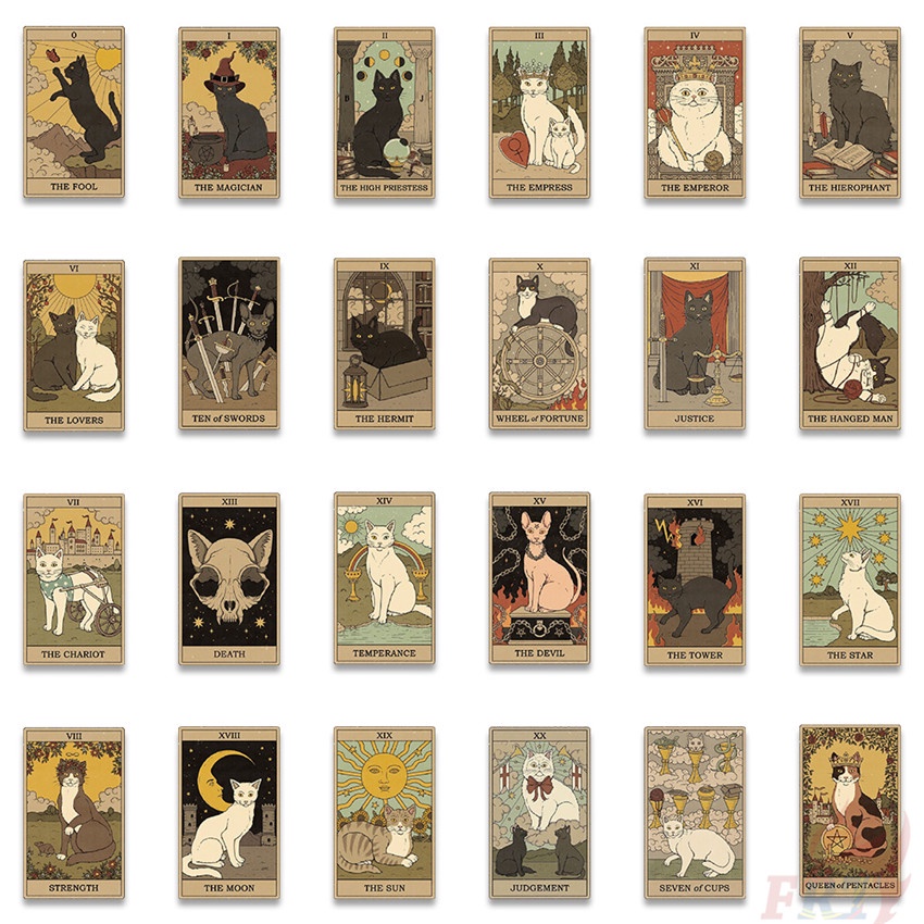 70 Cái / Bộ ❉ Bài Tarot Định Mệnh Retro. Hình Dán Mèo Ma Thuật Series 01 ❉ Miếng Dán Decal Chống Thấm Nước Thời Trang