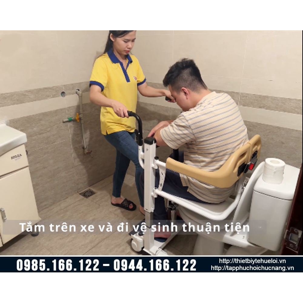 Ghế di chuyển bệnh nhân hỗ trợ tắm giặt vệ sinh trên xe, Xe tách 2 mảnh nâng đỡ bệnh nhân từ giường không cần bế #2