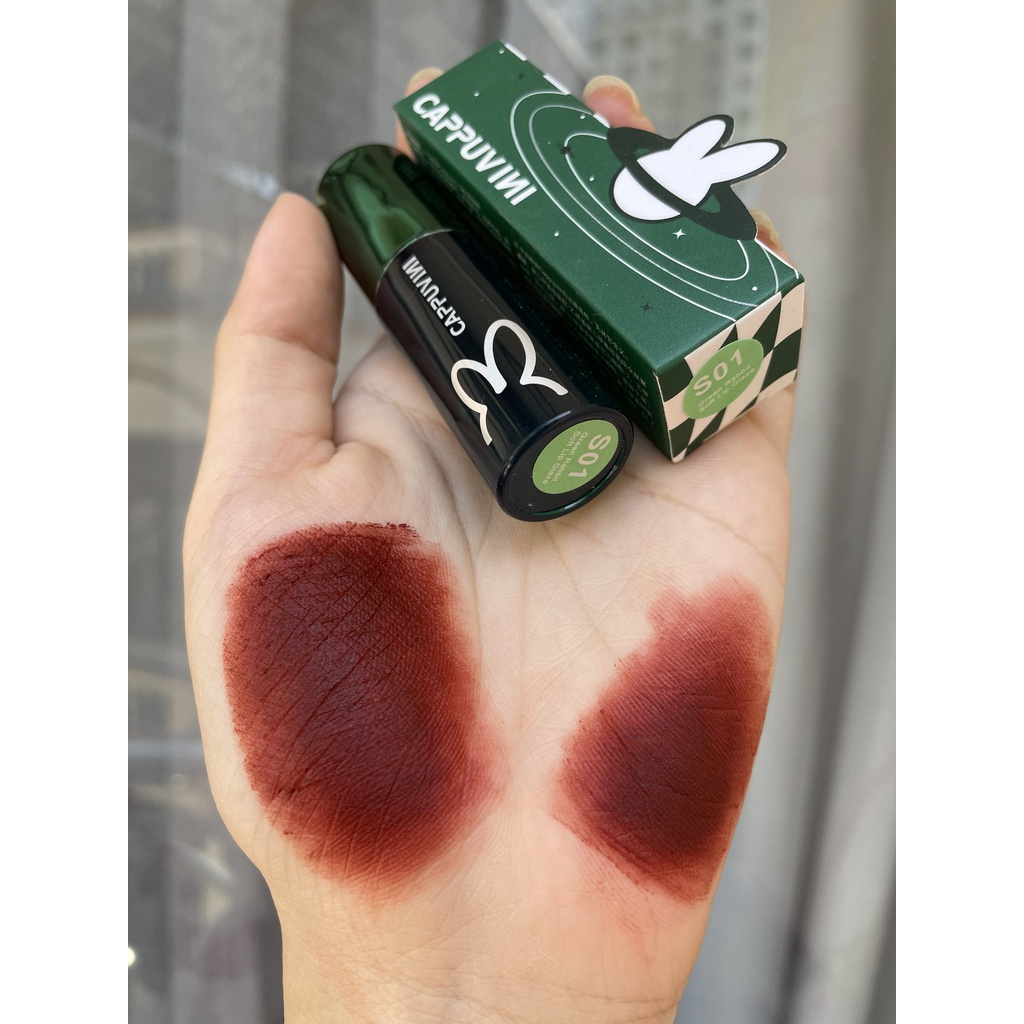 Son Bóng cappuvini thỏ đen dưỡng ẩm môi Chính Hãng Có ảnh Shop Chụp