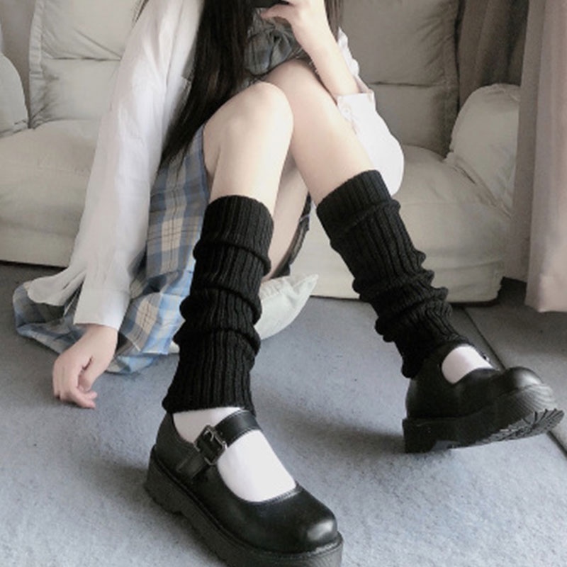 1 Đôi Tất Dệt Kim Giữ Ấm Chân Phong Cách Vintage Cho Nữ