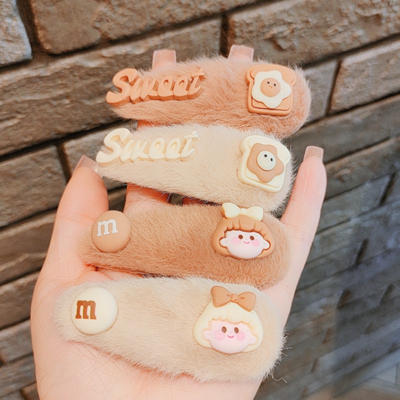 Kẹp Tóc Dễ Thương Phối Lông Hoạt Hình Phụ Kiện Thời Trang Cho Nữ AB155