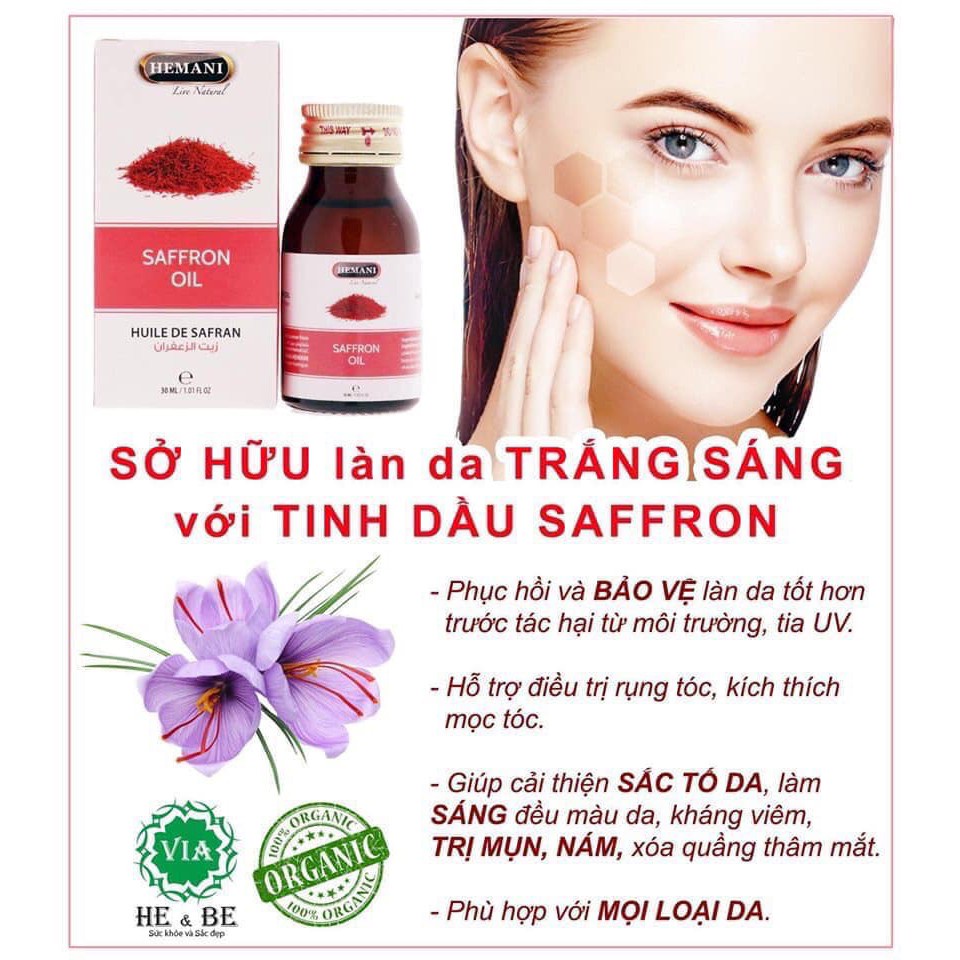 Tinh dầu Nhụy hoa nghệ tây Saffron Oil HEMANI 30ml