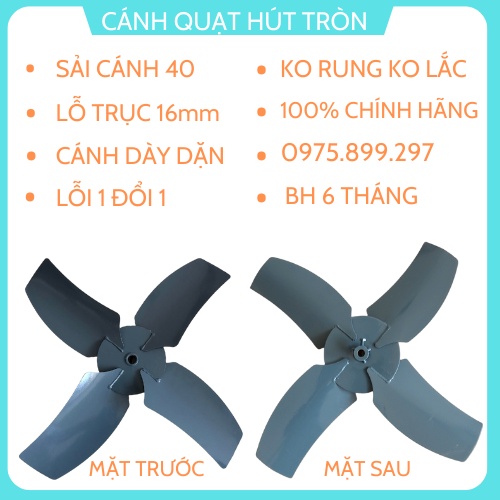 Cánh Quạt Hút Tròn - Quạt Hướng Trục Công Nghiệp - Sải Cánh 38 Cho Lồng 40 Lỗ Trục 16mm