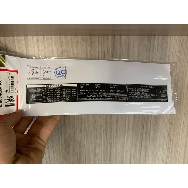 Tem thông số gắp sau Sonic