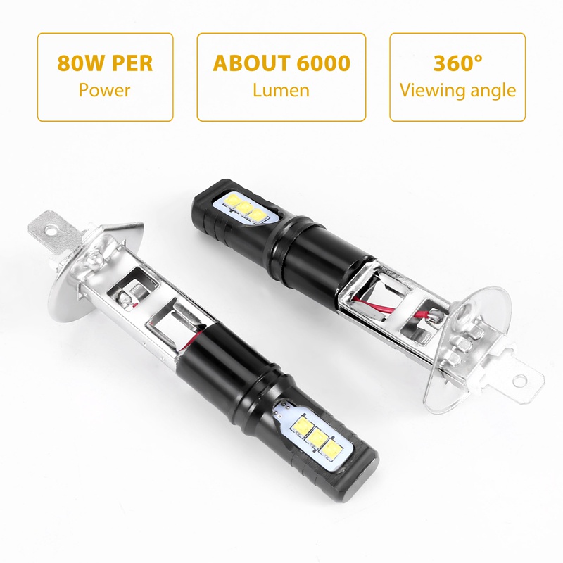 2 Đèn Pha Siêu Sáng H1 6000K 6000LM DRL Cho Xe Hơi