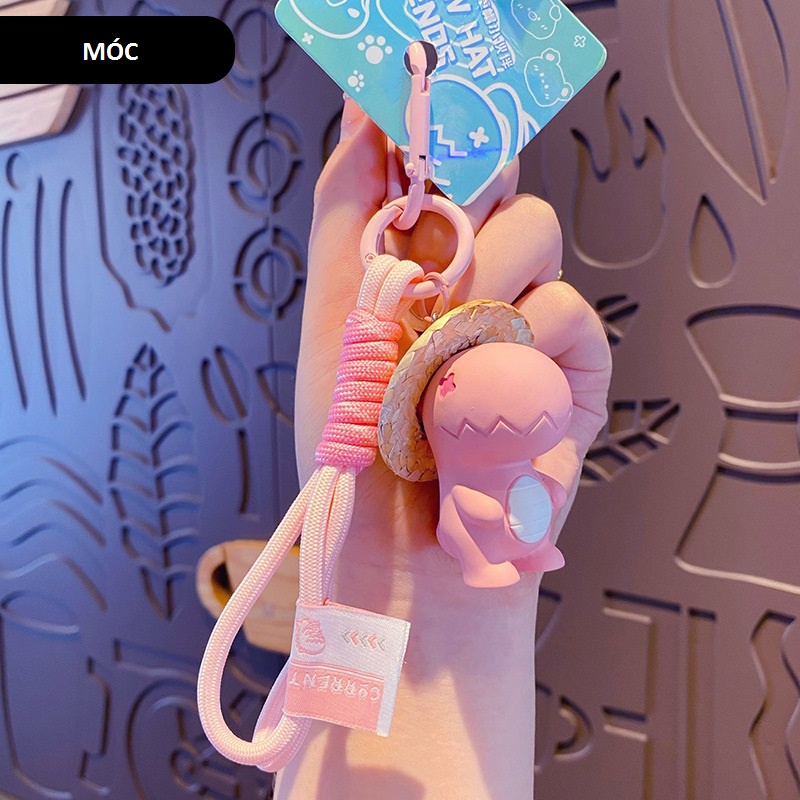 Móc khóa Khủng long đội nón lá đáng yêu