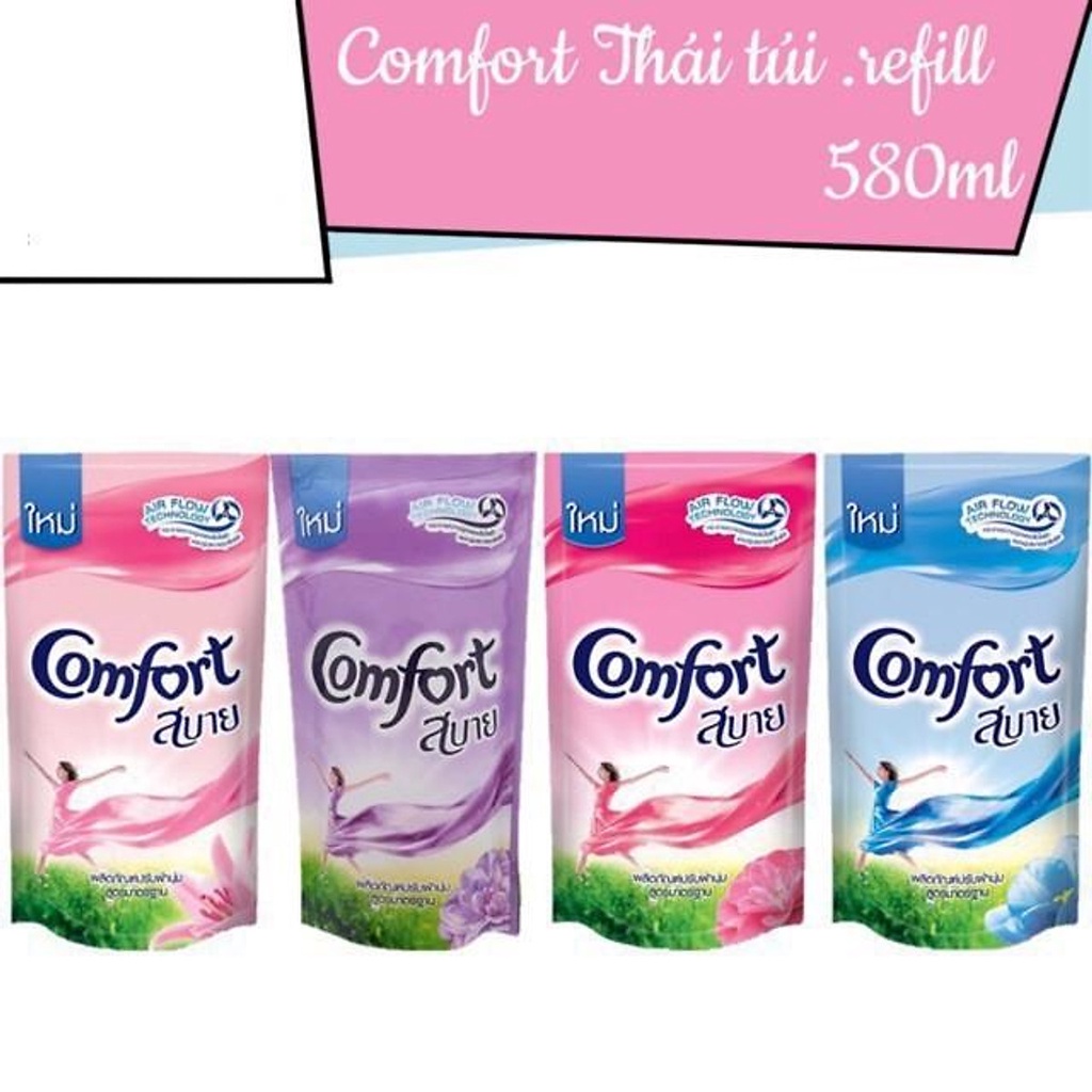 Nước xả vải Comfort Một Lần Xả 580ml, Túi Xả Vải Thái Lan Giúp mềm vải lưu hương thơm lâu,1000donmoichiu