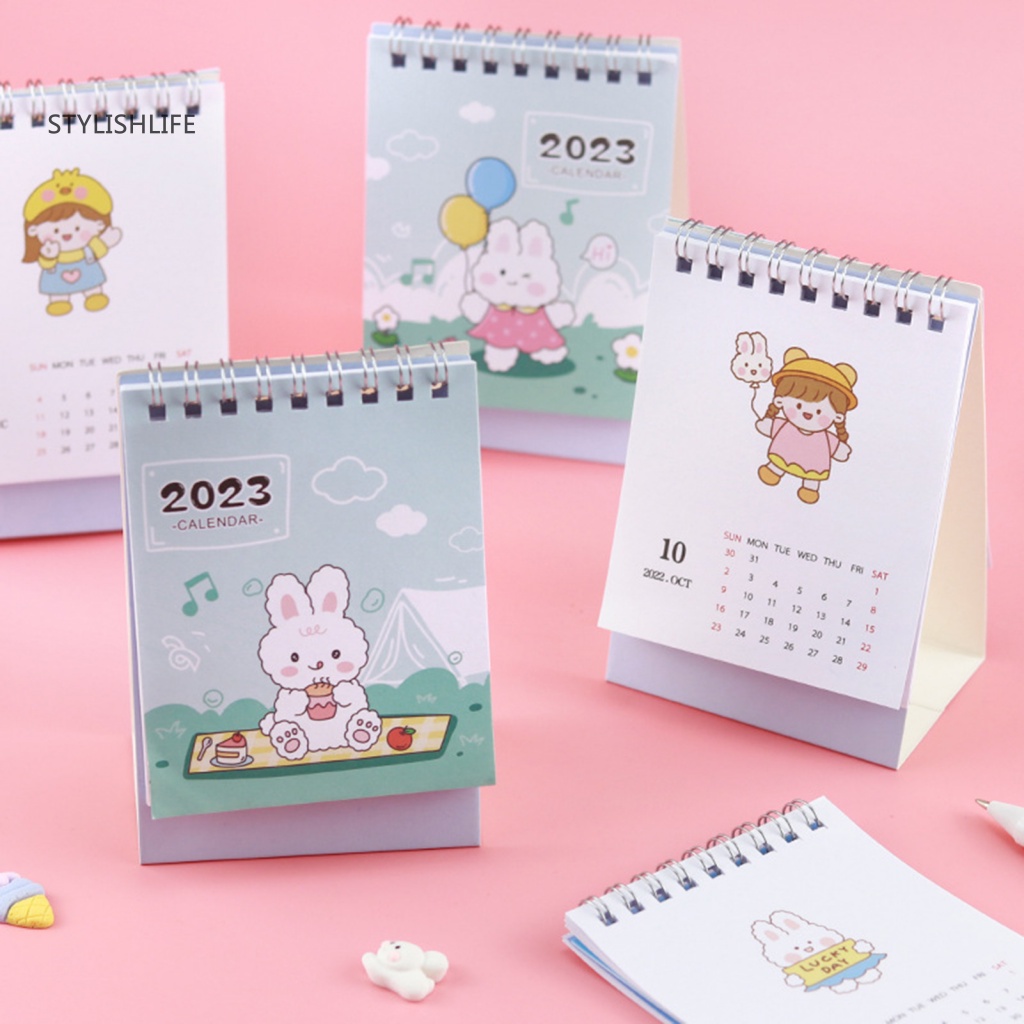 Lịch Năm 2023 Mini Để Bàn Hình Thỏ Hoạt Hình Dễ Thương