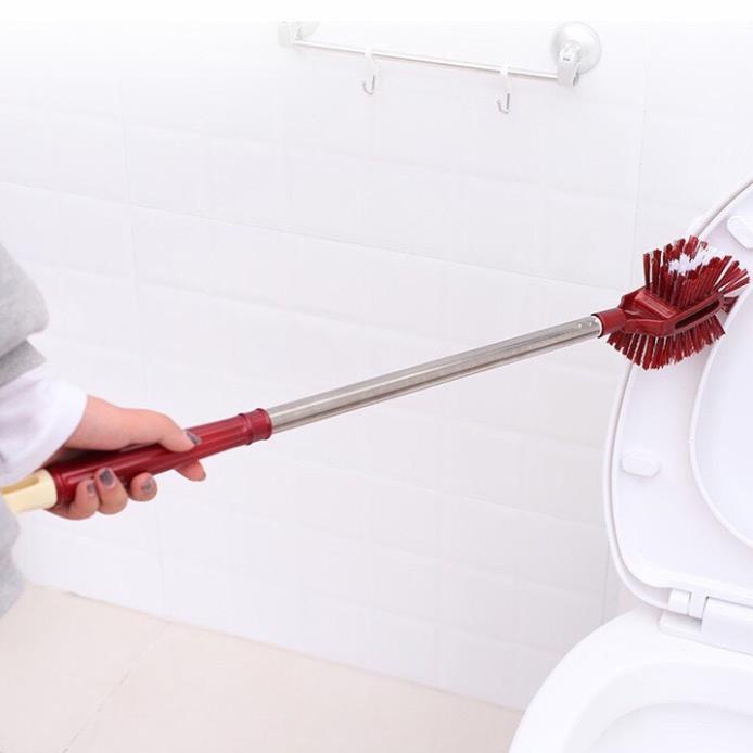 Cây chà bồn cầu Cây chà toilet 2 đầu cán inox thiết kế lông chổi mềm làm sạch sẽ bụi bẩn