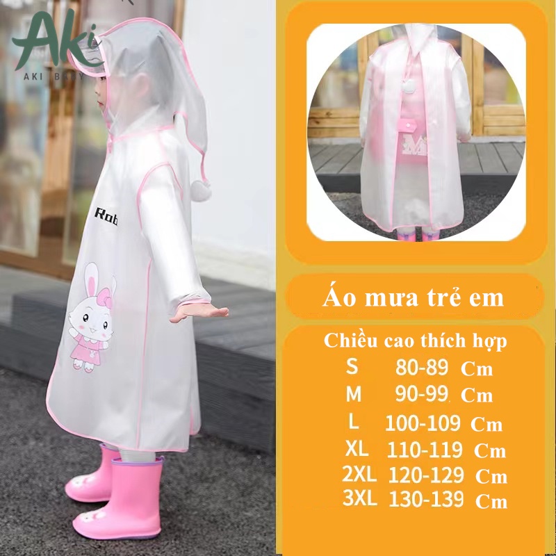 Áo mưa trẻ em cao cấp trong suốt không mùi, bộ áo mưa cho bé có mũ nhiều mẫu dễ thương (không kèm ủng đi mưa)