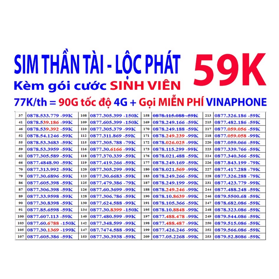 SIM 4G ITEL mạng Vinaphone , Sim 4G Vinaphone 90G/th, Gọi Vinaphone miễn phí