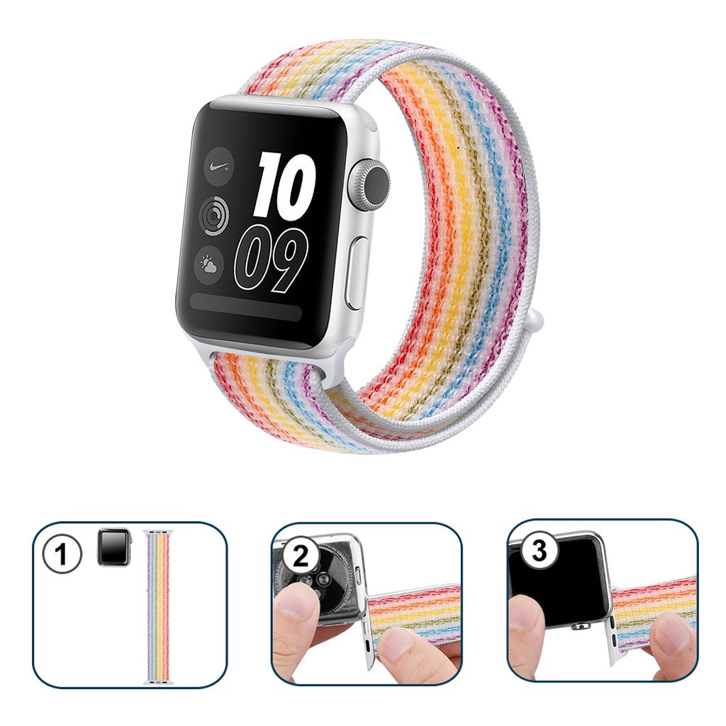 Dây Đeo Nylon Sọc Apple Watch Series 8/7/6/5/SE/4/3/2/1 Size 38-40-41-42-44-45-49mm