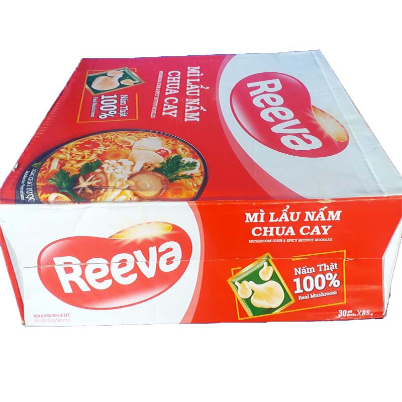 Mì Reeva lẩu nấm chua cay thùng 30 gói x 85g