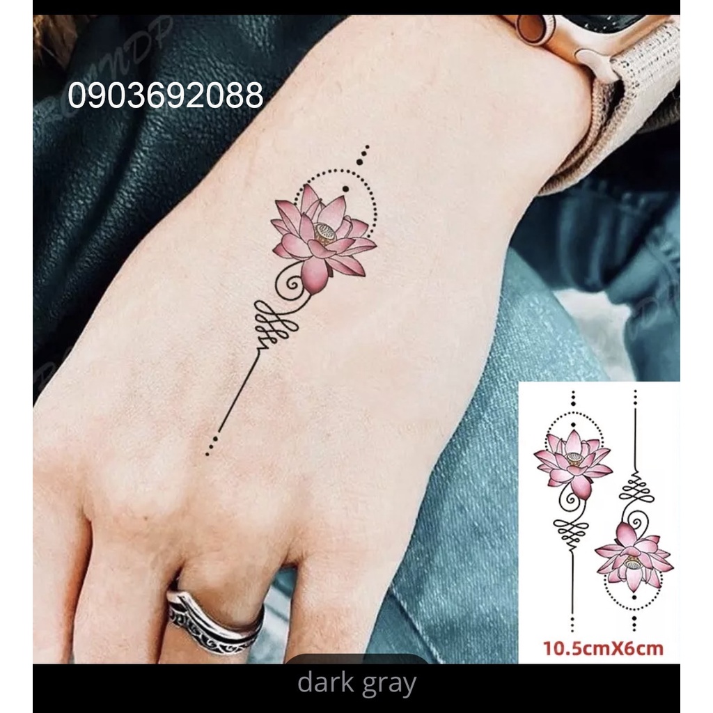 Hình Xăm Dán HCM, Sticker Tattoo Hoa Sen K-303 10.5 x 6cm, Tattoo đẹp 5-7 ngày Ivy Store