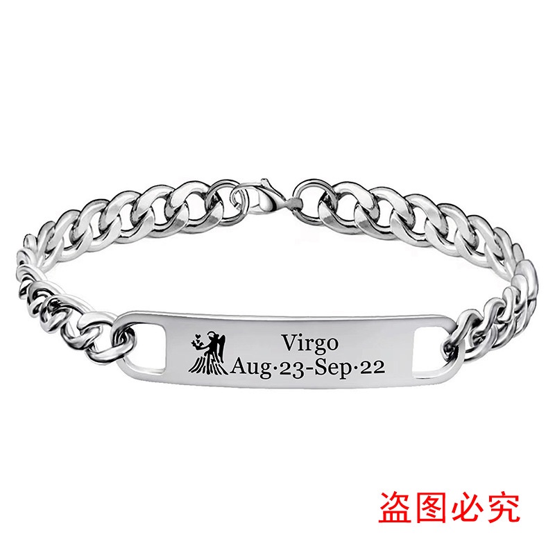 Vòng Tay Thép Titan Không Gỉ Khắc Chữ 12 Cung Hoàng Đạo