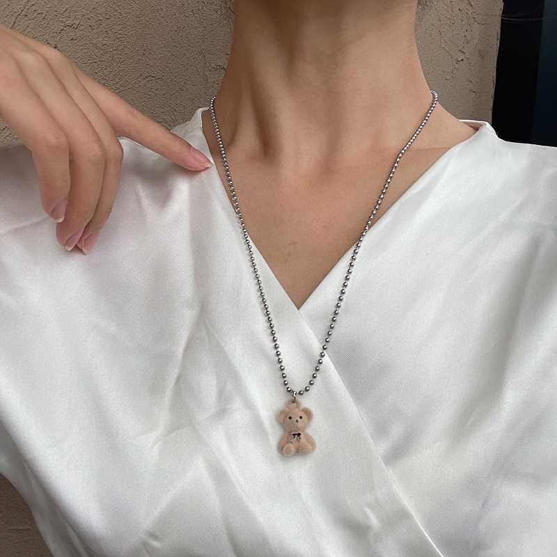 [Hot] Vòng Cổ Mặt Gấu Bông Dễ Thương Bằng Kim Loại Đơn Giản Cổ Điển Hàn Quốc Cho Nữ [Thời Trang Xương Đòn]