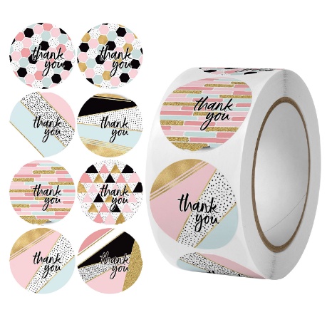 Cuộn 500 nhãn dán sticker Thank You tăng tỷ lệ đánh giá 5 SAO hàng chất lượng cao, nhiều mẫu lựa chọn