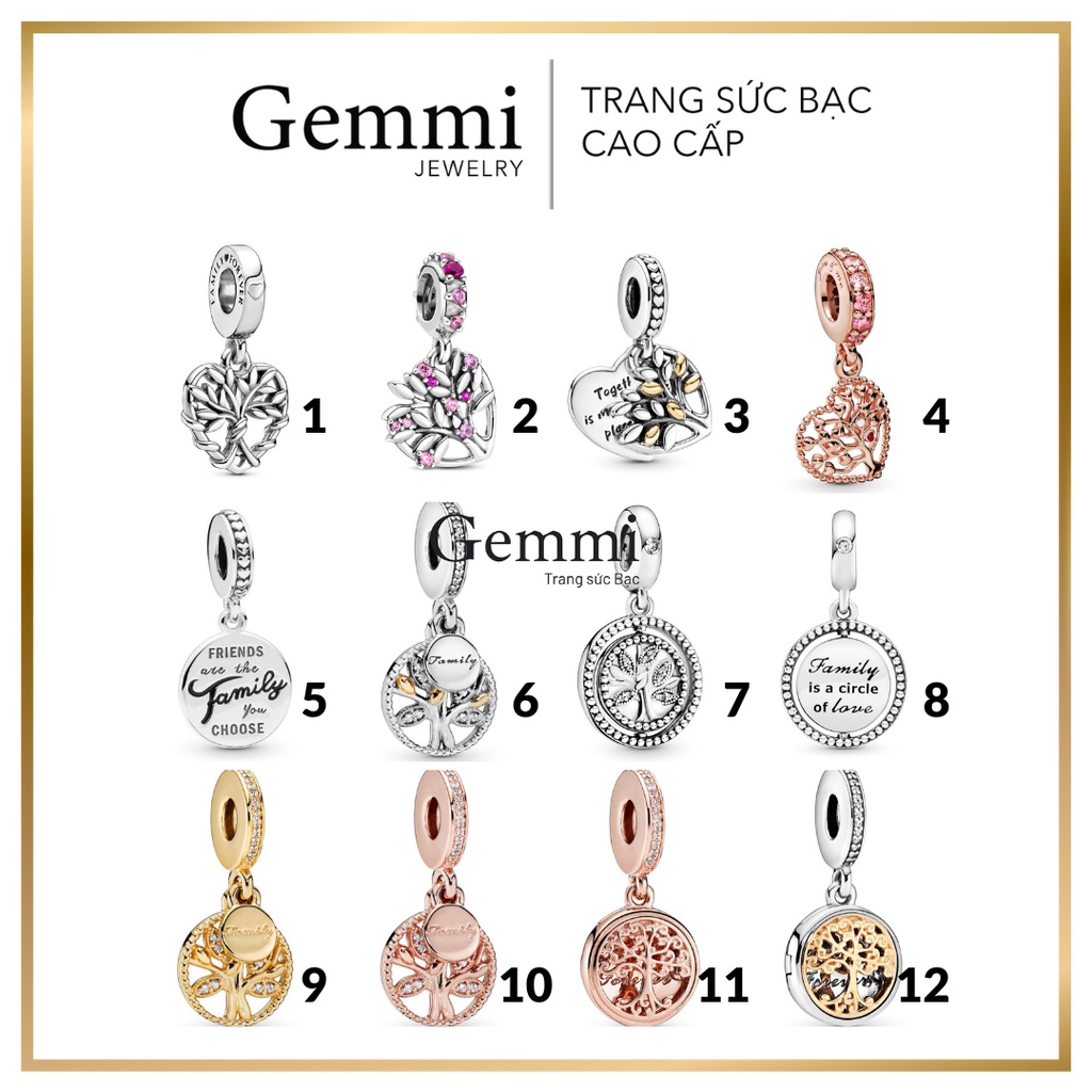 Hạt Charm BST Charm Cây Gia Đình Family mix vòng Bạc Thái S925 - Gemmi Jewelry CPS44