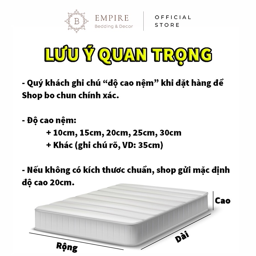 Bộ chăn ga gối nệm đệm set 4 món cotton tencel Empire cao cấp bo chun drap ga giường - Bình Châu Bedding & Decor