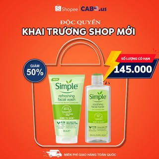 Combo simple sữa rửa mặt 150ml + toner 200ml cabous003 làm sạch da dịu nhẹ, lành tính