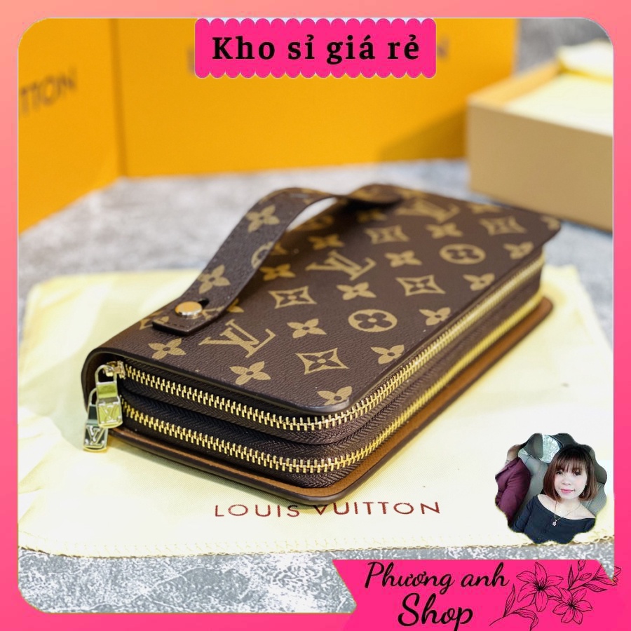 Ví Cầm Tay LV nam nữ 2 khóa bản to cao cấp có hộp tặng kèm size 22cm
