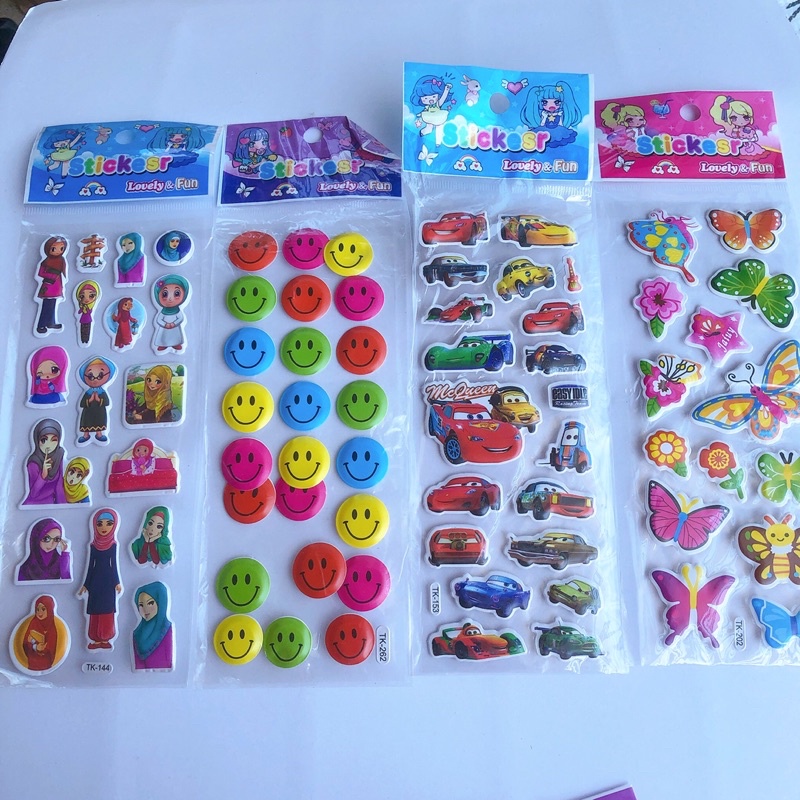1 tờ dán stiker nổi hình hoạt hình tờ bé siêu dày