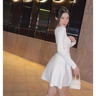 Đầm xoè tay dài hở lưng, Đầm xoè , Đầm công chúa