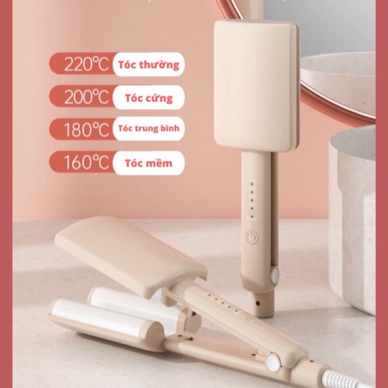 Máy uốn xoăn sóng nước công nghệ gốm sứ bảo vệ tóc chống bỏng tay máy uốn tóc