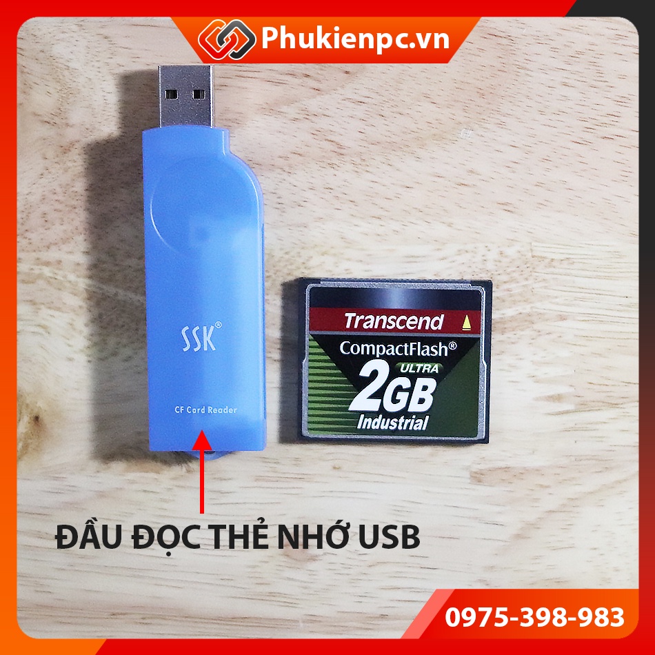 Thẻ nhớ Compact Flash CF card công nghiệp industrial Transcend 2GB chuyên dùng cho máy CNC, PLC, cơ khí chính xác