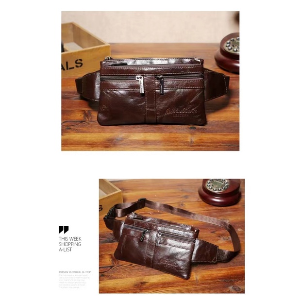 Túi Đeo Hông Thể Thao Bằng Da Thật Siêu Mỏng Đa Năng