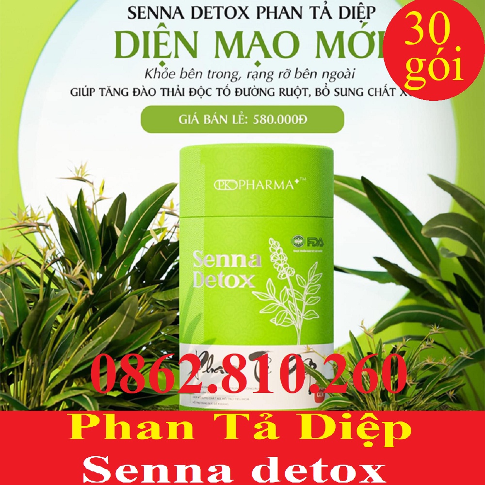 Phan Tả Diệp Senna Detox Dr Lacir,Hộp 30 gói,Giúp bổ sung chất xơ,hỗ trợ tiêu hóa,nhuận tràng,thải độc tố trong ruột