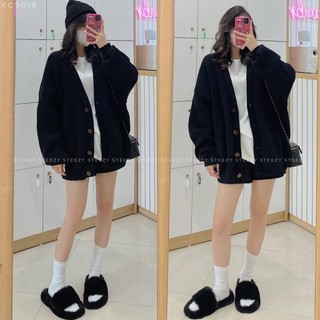 [KC9018] Áo khoác cardigan len trơn form oversize (có sẵn/Ảnh thật)