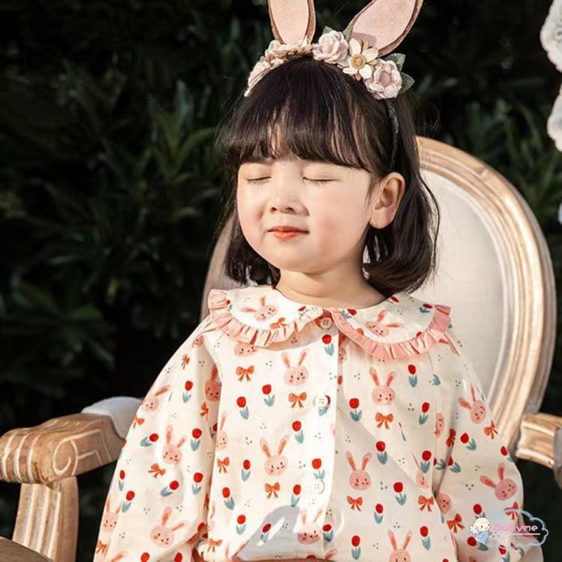 Áo Thun Cổ Búp Bê Họa Tiết Hoạt Hình Dễ Thương Cho Bé Gái