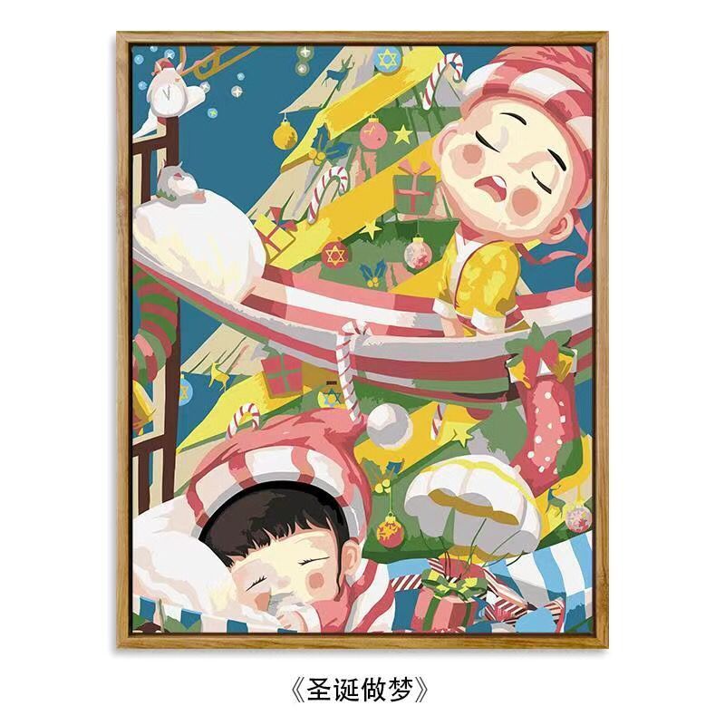 Tranh tô màu số hóa HAMLET sơn acrylic hình giáng sinh/ cây thông noel giúp giảm căng thẳng dùng trang trí 40*50cm