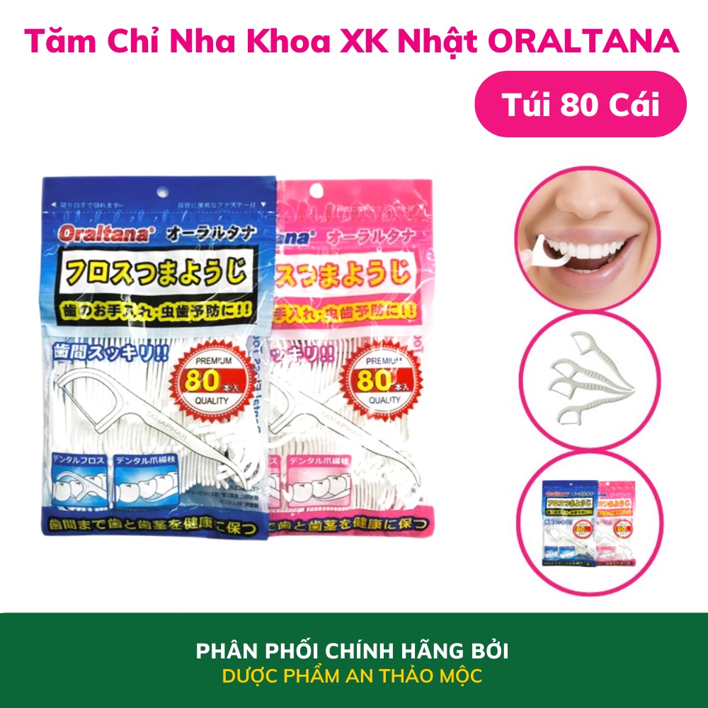 Tăm chỉ nha khoa XK Nhật Tanaphar Oraltana xỉa răng chăm sóc làm sạch răng tiện lợi loại bỏ mảng bám hiệu quả