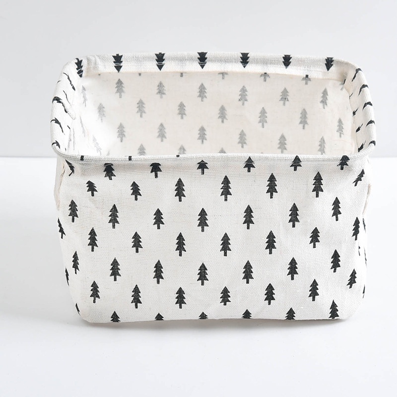 Giỏ Đựng Đồ Bằng Vải Cotton Lanh Họa Tiết Ngôi Sao Đơn Giản